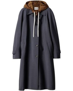 Miu Miu Single-Breasted Kid Mohair And Technical Pongé Coat - Black