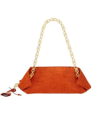 Ferragamo Gancini Chain Folded Shoulder Bag (S) - Brown