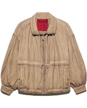 MAX&Co. Oversized Nylon Bomber Jacket - Natural
