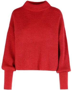 Closed Dropped Shoulder Knitwear - Red