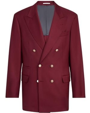 Brunello Cucinelli Peak-Lapels Blazer - Red