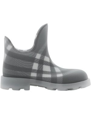 Burberry Marsh Vintage-Check Mesh Pull-On Boots - Grey