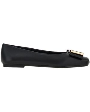 Ferragamo Ballet Shoes With Bows And Knots - Black