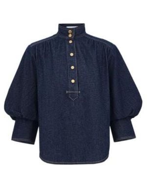 Zimmermann Denim Puffsleeve Blouse - Blue