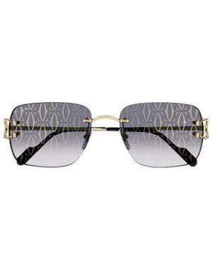 Cartier Rectangle Frame Sunglasses - Metallic