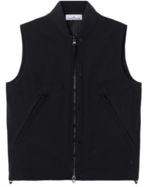 Stone Island Logo Patch Zipped Vest - Black
