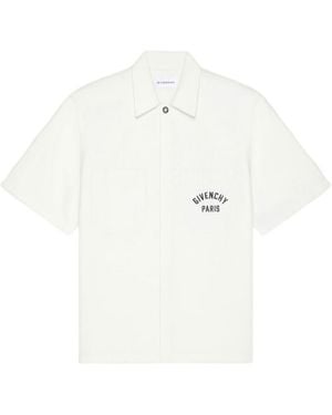 Givenchy Paris Signature Embroidered Short-Sleeved Shirt - White