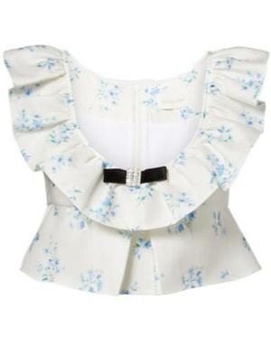 ShuShu/Tong Floral Ruffled Cotton And Silk Top - White