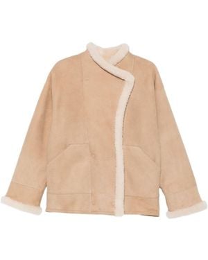 Closed Shearling-Trim Double-Breasted Jacket - Natural