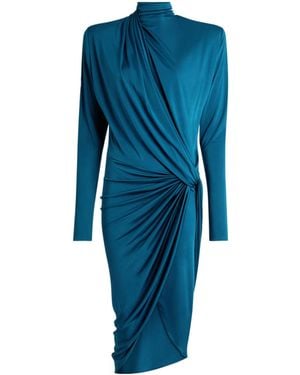 Balmain Draped Flowing Jersey Dress - Blue