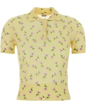 Jil Sander Floral Knit Polo T-Shirt - Yellow