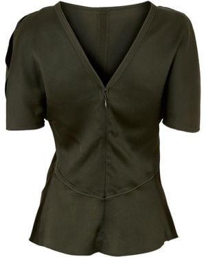Victoria Beckham Short-Sleeve Blouse - Green