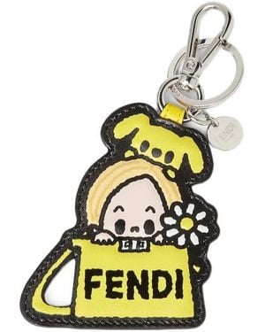 Fendi Multicolor Leather Charm - Yellow