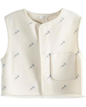 Rier Floral-Print Pocket Jacket - Natural