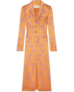 Dries Van Noten Jacquard Single-Breasted Coat - Orange