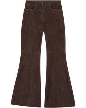REMAIN Birger Flared Suede Pants - Brown