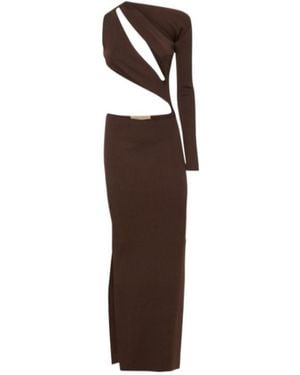 AYA MUSE Actin Viscose Plain Knit Long Dress - Brown