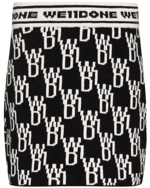 we11done All-Over Logo Knitted Minskirt - Black