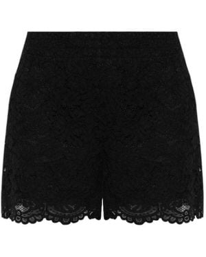 Anine Bing Elastic Waistband Lace Shorts - Black