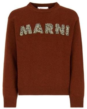 Marni Laser-Cut Logo Jumper - Brown