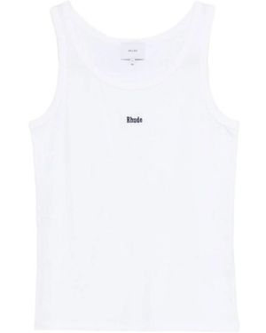 Rhude Logo-Embroidered Tank Top - White