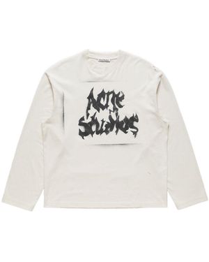 Acne Studios Logo-Print Distressed T-Shirt - White