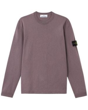Stone Island Logo Patch Knitted Jumper - Purple