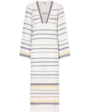 lemlem Striped Linen Maxi Dress - White