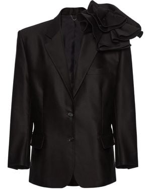Magda Butrym Classic Flower Appliqué Blazer - Black