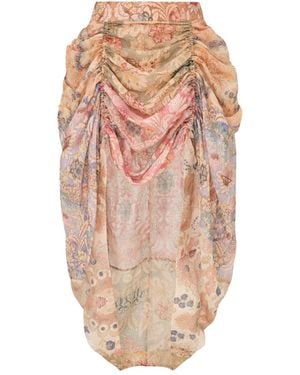 Zimmermann Rebellion Draped Midi Skirt - Pink
