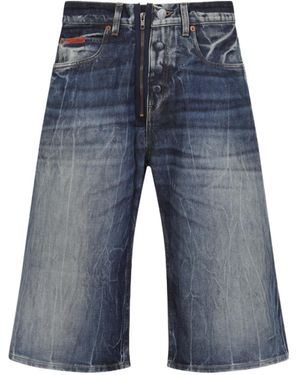 Martine Rose Zipper Denim Shorts - Blue