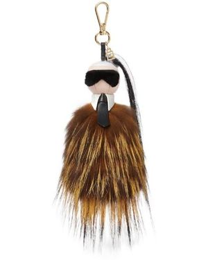 Fendi Multicolour Fox Fur And Mink Charm - Brown