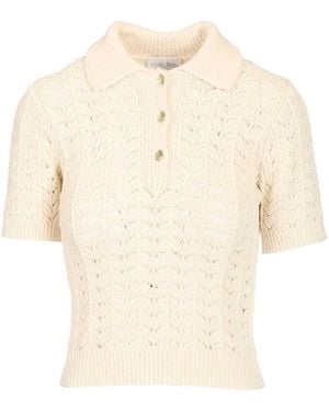 forte_forte Openwork Polo Knitted Sweater - Natural