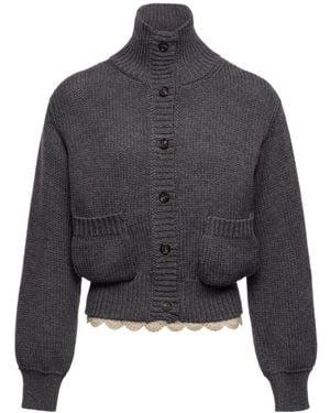 Magda Butrym Ribbed-Knit Cardigan - Gray