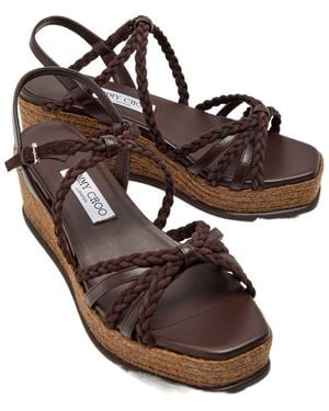 Jimmy Choo Leather Espadrille Sandals - Brown