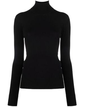 Bottega Veneta Ribbed-Trim Roll-Neck Top - Black