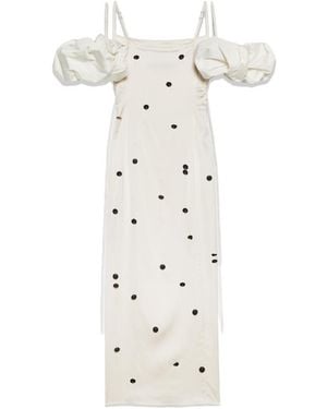 Jacquemus Chouchou Polka-Dot Midi Dress - White