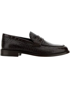 Manolo Blahnik Perry Embossed Loafers - Black