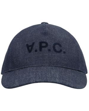 A.P.C. Logo-Printed Denim Baseball Cap - Blue