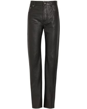 Versace Straight-Leg Leather Pants - Gray