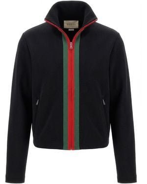 Gucci Stretch Nylon Zip Jacket With Web - Blue