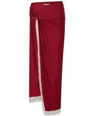Rabanne Fringe-Detailing Midi Skirt - Red