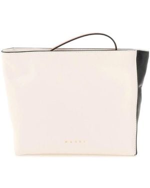 Marni Logo-Print Detail Clutch Bag - Natural
