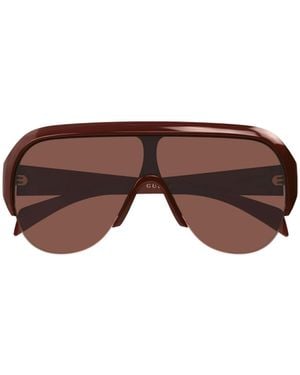 Gucci Eyewear Shield Frame Sunglasses - Brown