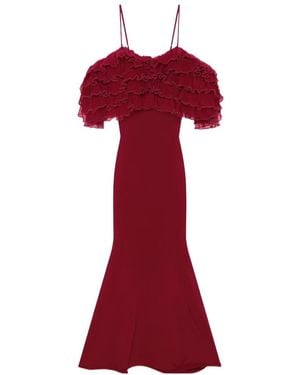 Givenchy Long Ruffled Dress - Red
