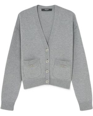 Versace Button-Up V-Neck Cardigan - Gray