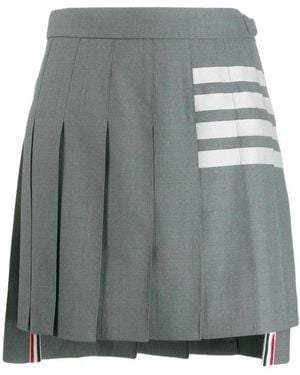 Thom Browne Plain Weave 4-Bar Pleated Mini Skirt - Gray