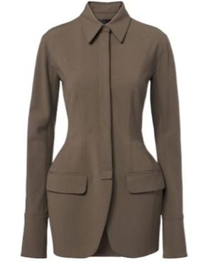 Mugler Wool-Blend Jacket - Brown