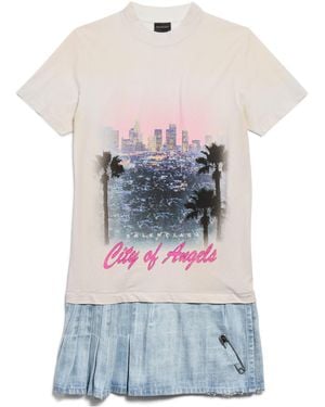 Balenciaga Layered Mid Length T-Shirt Dress - White