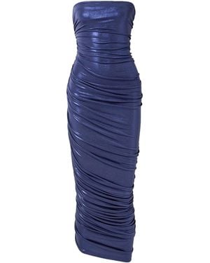 Norma Kamali Diana Strapless Gown - Blue